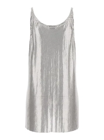 Rabanne Metallic Sleeveless Top With Spaghetti Straps And Chainmail In Tech Fabric Woman