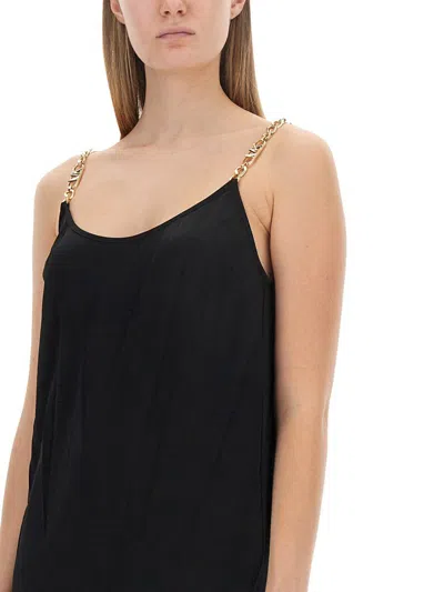 Michael Kors Chain-link Crepe Midi Dress In Black
