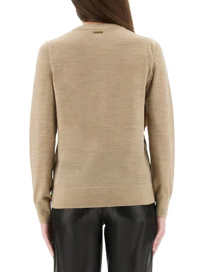 Michael Kors Maglia In Lana Merino In Brown