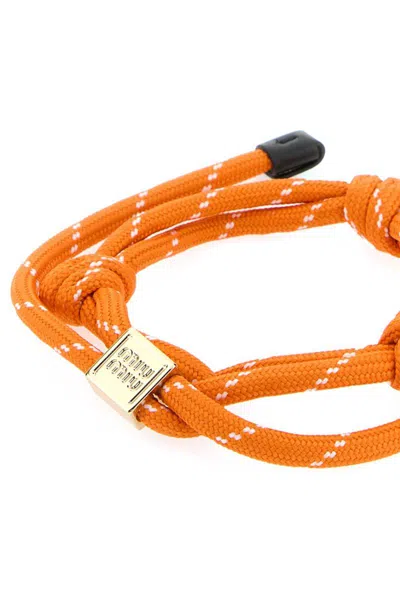 Miu Miu Women Orange Fabric Bracelet In Orange