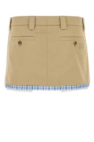Miu Miu Layered Mini Skirt In Brown