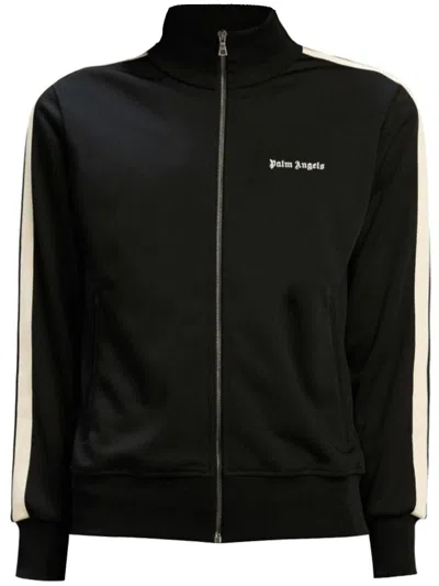 Palm Angels Black High Neck Sweatshirt With Logo Lettering On The Front In Wool Blend Man