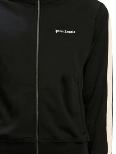 Palm Angels Black High Neck Sweatshirt With Logo Lettering On The Front In Wool Blend Man