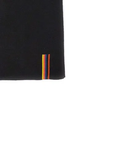 Paul Smith Scarf With Artist Stripe Detail In Black