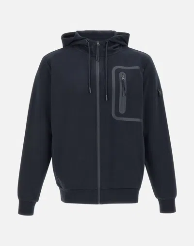 Peuterey Hooded Activewear Top With Unique Zippered Pocket In Blue