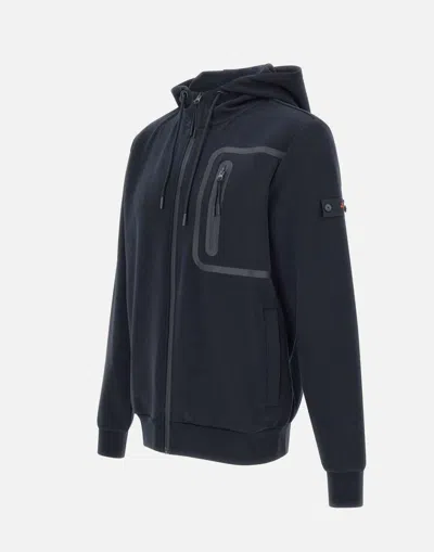 Peuterey Hooded Activewear Top With Unique Zippered Pocket In Blue