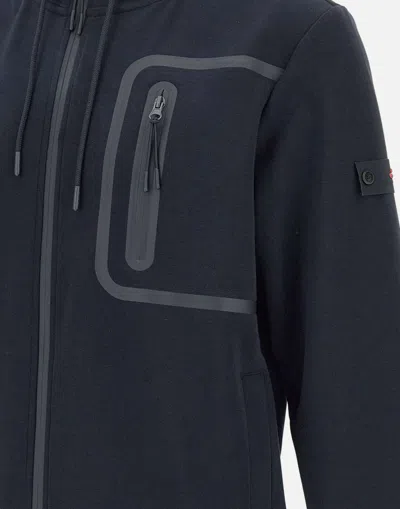 Peuterey Hooded Activewear Top With Unique Zippered Pocket In Blue
