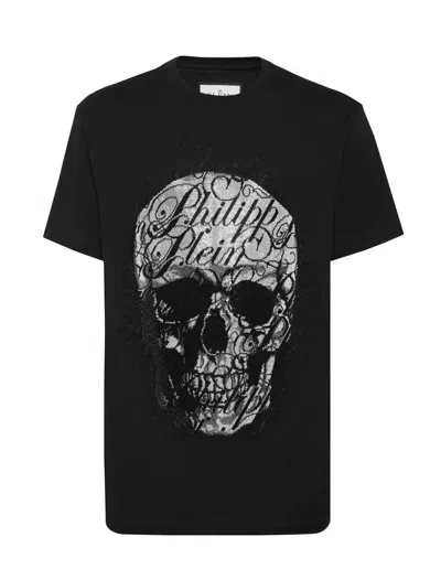 Philipp Plein Skull Coursive-embellished T-shirt