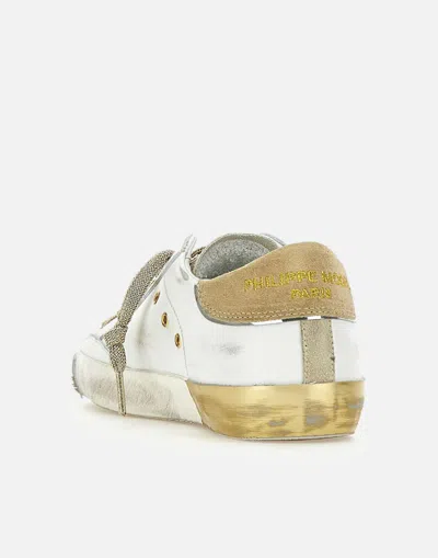 Philippe Model Prsx Low Sneakers In White Suede And Leather In White