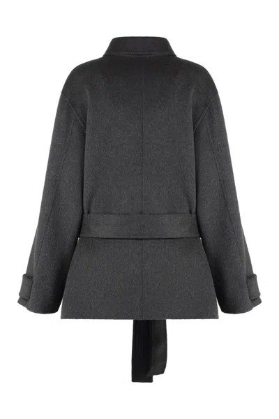 Philosophy Di Lorenzo Serafini Dark Grey Felted Wool Double-breasted Coat