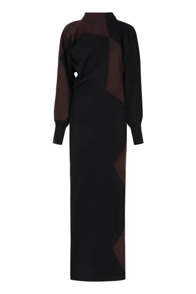 Philosophy Di Lorenzo Serafini Scoop-back Knitted Maxi Dress In Black