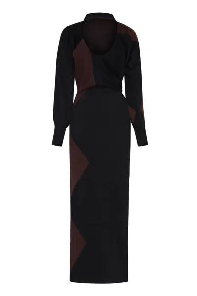 Philosophy Di Lorenzo Serafini Scoop-back Knitted Maxi Dress In Black