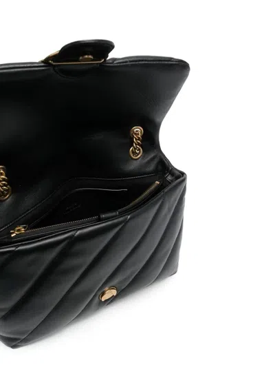 Pinko Love Puff Big Clutch Sheep Nappa Bag In Black