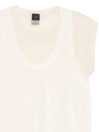 Pinko Lightweight T-shirt With Scoop Neckline And Longer Hem In White