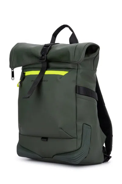 Piquadro Shoulder Straps Backpack Handle Zip Pockets In Green