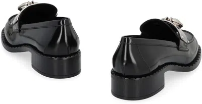 Prada Brushed Leather Loafers In Black