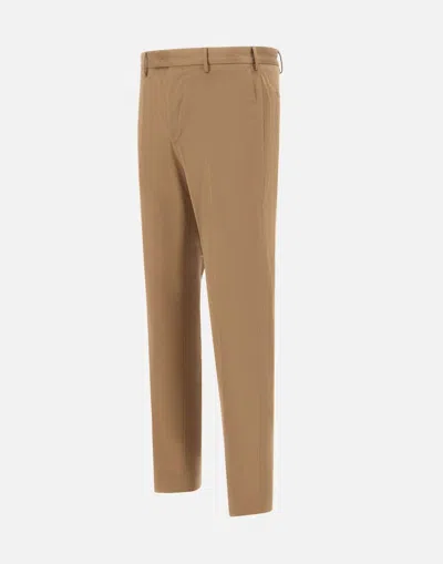 Pt Torino Dieci Camel Wool Trousers With Contemporary Edge Collection