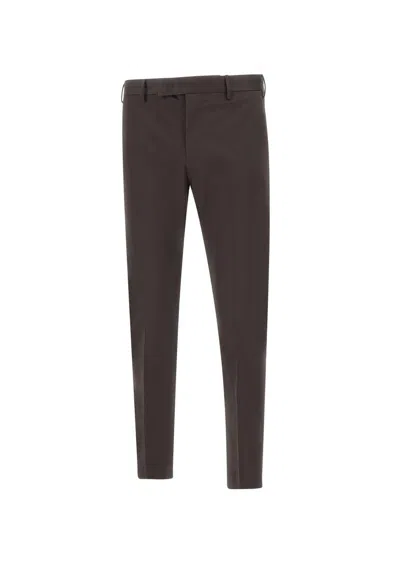Pt Torino Cotton Trousers With Front And Back Pockets In Brown