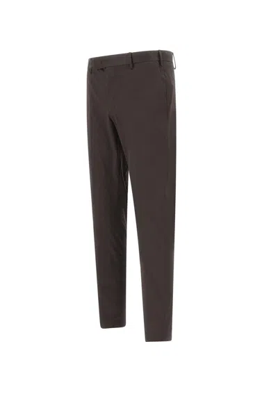 Pt Torino Cotton Trousers With Front And Back Pockets In Brown