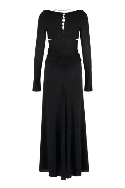 Rabanne Draped Jersey Dress In Black