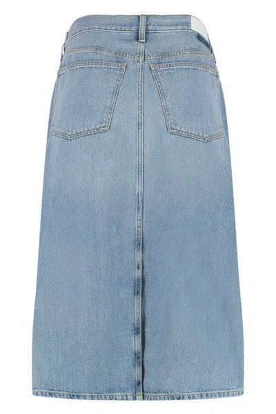 Re/done Denim Skirt With Pockets And Slit In Blue