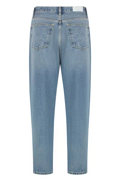 Re/done Organic Cotton Faded Wash Boyfriend Jeans In Blue