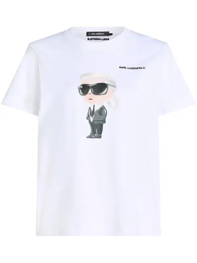 Karl Lagerfeld White Organic Cotton Logo T Shirt In White