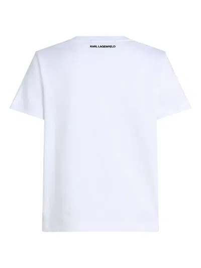 Karl Lagerfeld White Organic Cotton Logo T Shirt In White