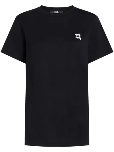 Karl Lagerfeld Ikonik 2.0 Logo-patch T-shirt In Black