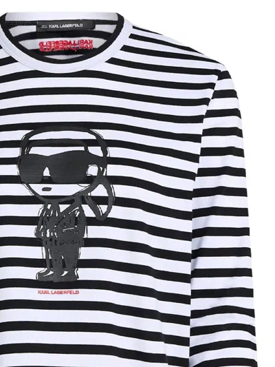 Karl Lagerfeld Ikon Striped Cotton T-shirt In Multi