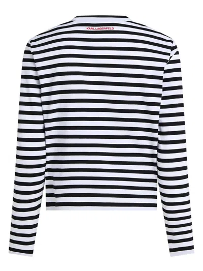Karl Lagerfeld Ikon Striped Cotton T-shirt In Multi