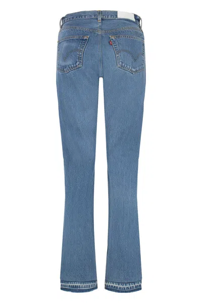 Re/done High-rise Skinny-fit Jeans Frayed Hem In Blue