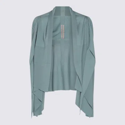 Rick Owens Draped Ribbed Crewneck Knitwear With Long Sleeves In Green