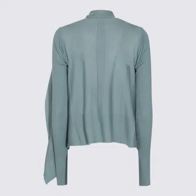 Rick Owens Draped Ribbed Crewneck Knitwear With Long Sleeves In Green
