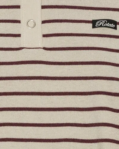 Rotate Birger Christensen Striped Polo Shirt With Logo Patch In Neutral