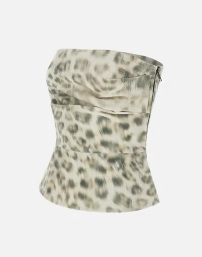 Rotate Birger Christensen Cotton Top With Denim Animal Print