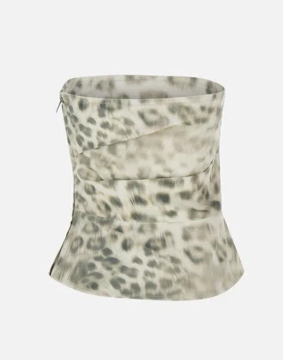 Rotate Birger Christensen Cotton Top With Denim Animal Print