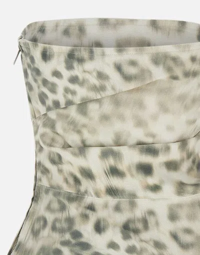 Rotate Birger Christensen Cotton Top With Denim Animal Print