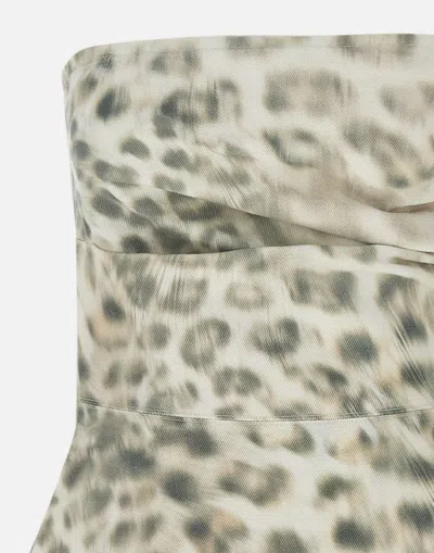 Rotate Birger Christensen Cotton Top With Denim Animal Print