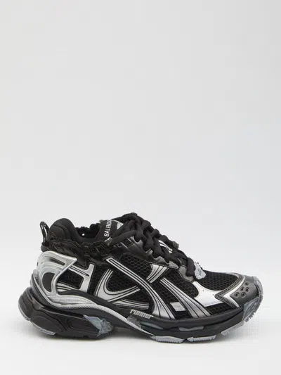 Balenciaga Mesh Runner Sneakers Embossed Size In Black