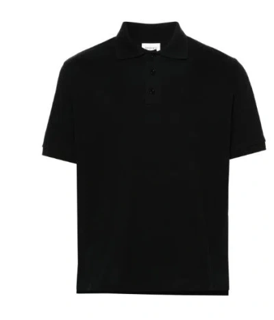 Saint Laurent Shirt With Polo Collar And Short Sleeves In Black