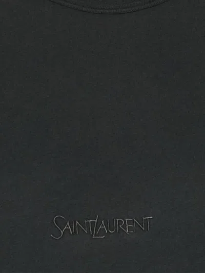 Saint Laurent Logo-embroidered Jersey T-shirt In Black