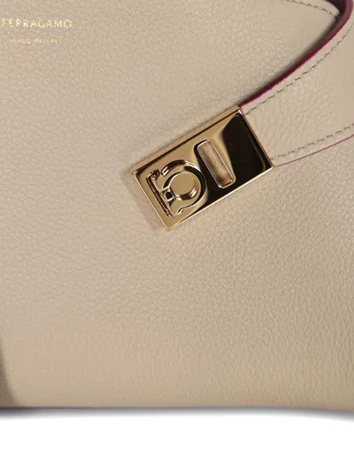 Ferragamo Hug Mini Stone Bag Beige In White
