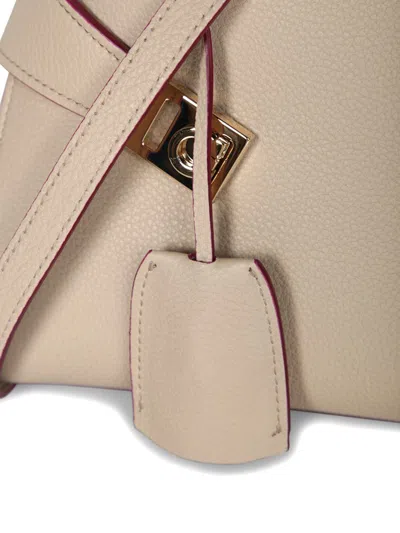 Ferragamo Hug Mini Stone Bag Beige In White