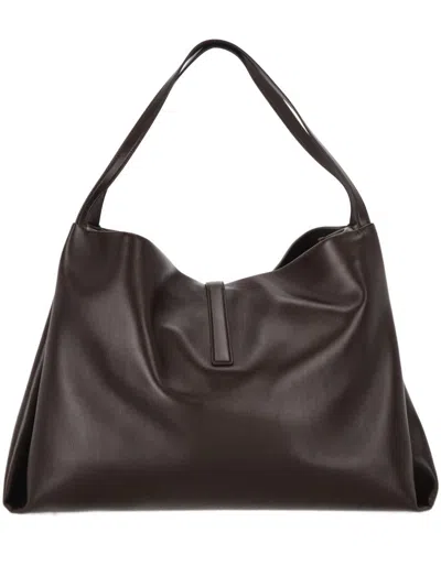 Ferragamo Structured Coffee Tote Bag With Buckle Detail In Brown