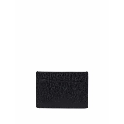 Maison Margiela Stitched Compact Textured Cardholder In Black