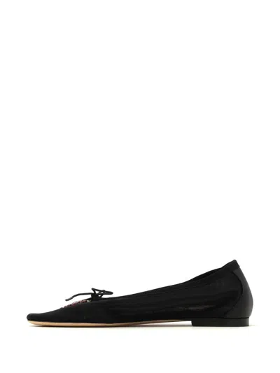 Simone Rocha Floral Decorative Flat Shoes In Black