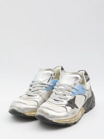 Golden Goose Dad-star Sneakers In Mesh And Laminated Leather Color Grey And Blackrunning