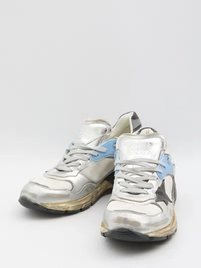 Golden Goose Dad-star Sneakers In Mesh And Laminated Leather Color Grey And Blackrunning
