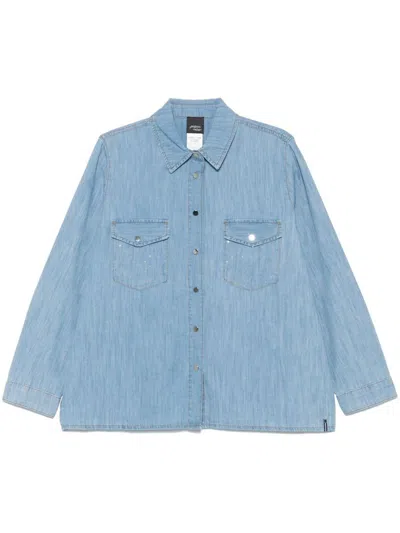 Marina Rinaldi Blue Cotton Denim Shirt In Blue